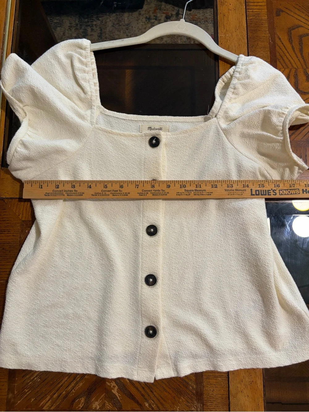 Madewell Cream Puff-Sleeve Button-Front Women's Top